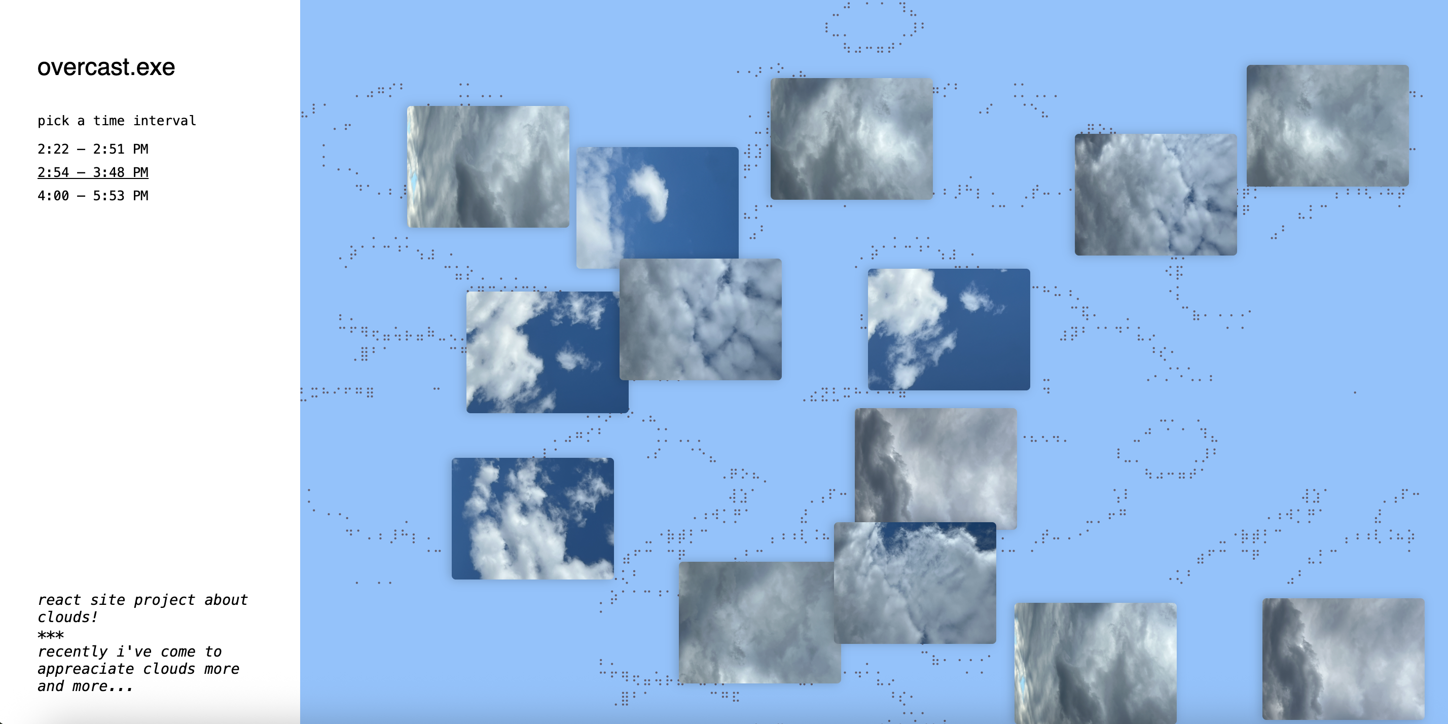 Overcast — Afternoon interval view