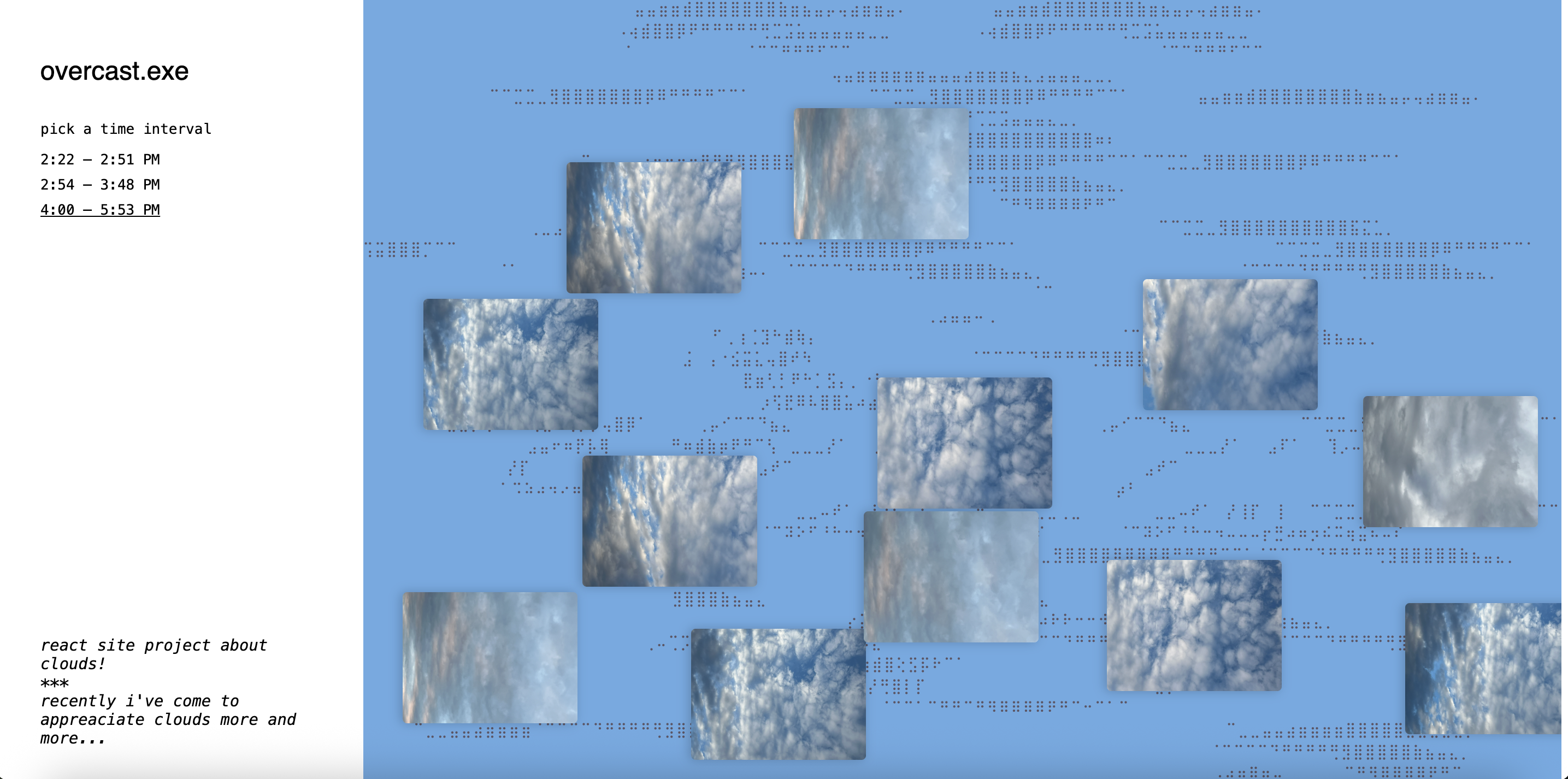 Overcast — Evening interval view